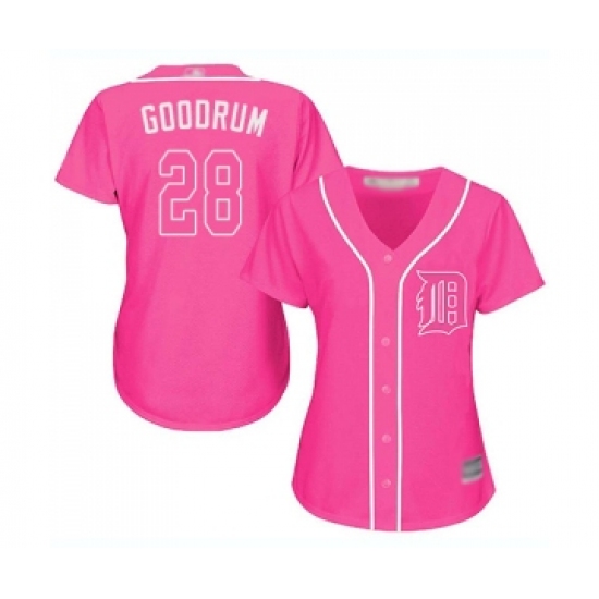 Women's Detroit Tigers #28 Niko Goodrum Replica Pink Fashion Cool Base Baseball Jersey - Ujersey