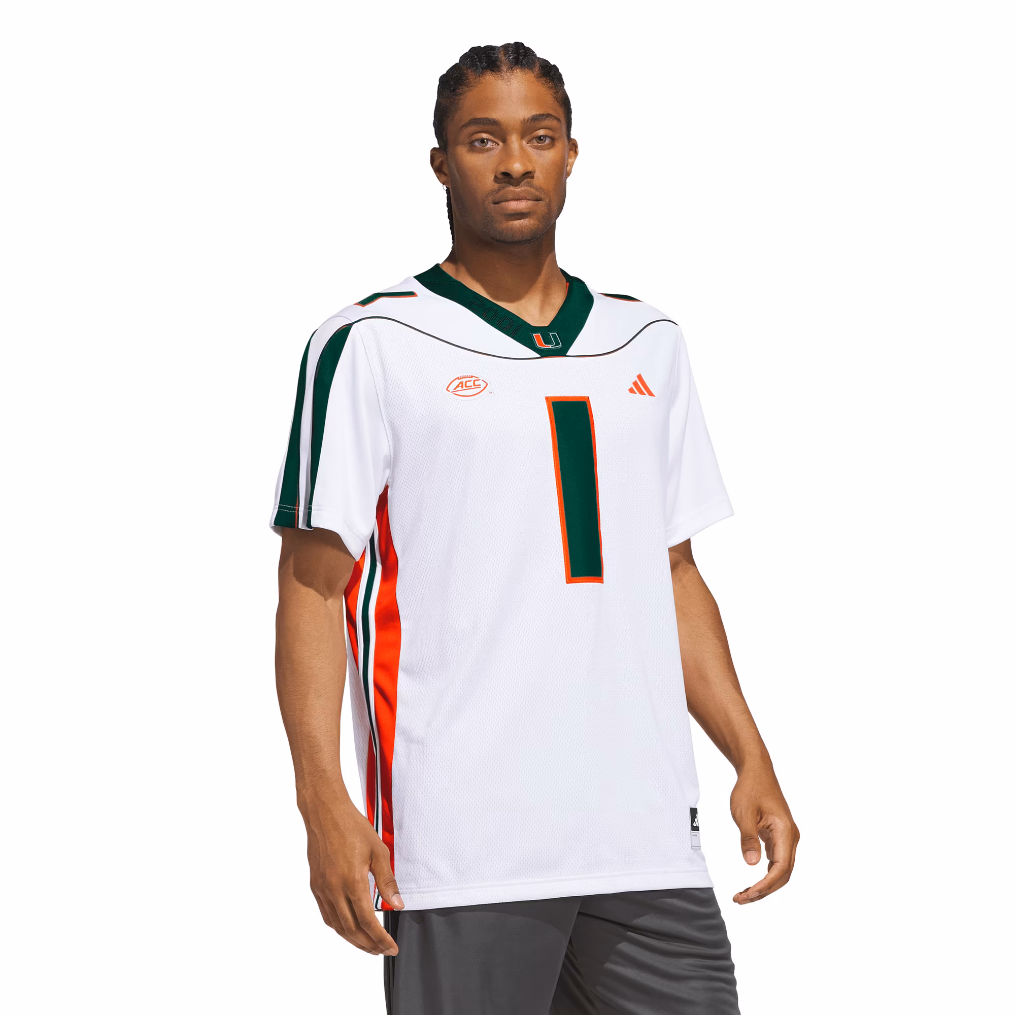 Men's adidas #1 White Miami Hurricanes It's Back Premier Jersey - Ujersey