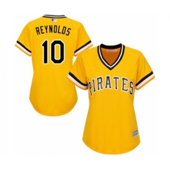 Women's Pittsburgh Pirates #10 Bryan Reynolds Authentic Gold Alternate Cool Base Baseball Player Jersey - Ujersey