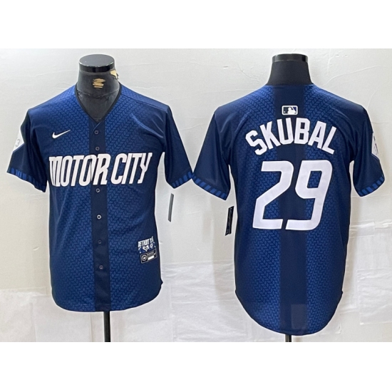 Men's Detroit Tigers #29 Tarik Skubal 2024 Navy City Connect Cool Base Limited Stitched Jersey - Ujersey