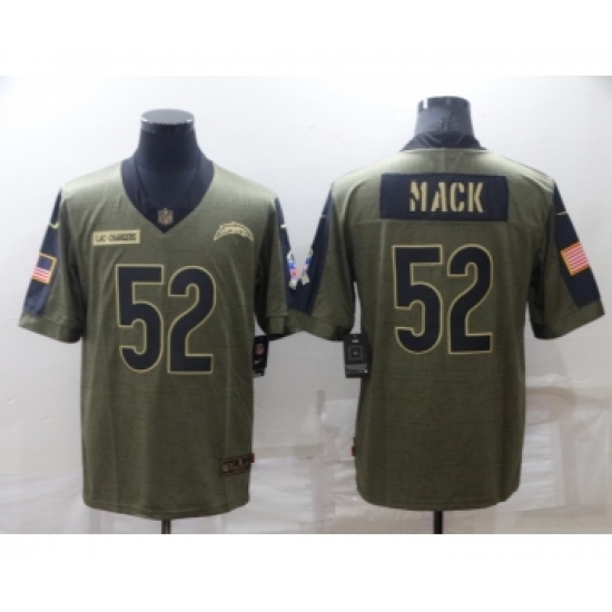 Men's Los Angeles Chargers #52 Khalil Mack Olive Salute To Service Limited Stitched Jersey - Ujersey