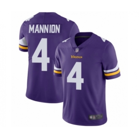 Men's Minnesota Vikings #4 Sean Mannion Purple Team Color Vapor Untouchable Limited Player Football Jersey - Ujersey