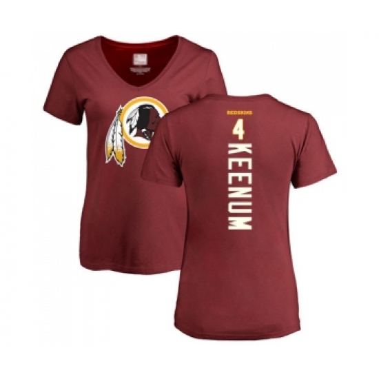 Football Women's Washington Redskins #4 Case Keenum Maroon Backer T-Shirt - Ujersey