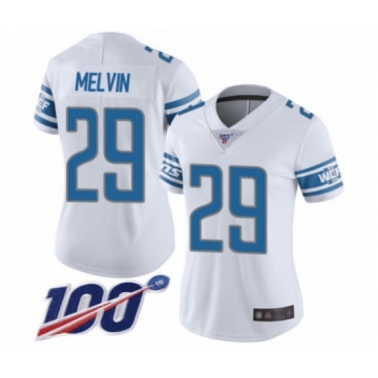Women's Detroit Lions #29 Rashaan Melvin White Vapor Untouchable Limited Player 100th Season Football Jersey - Ujersey