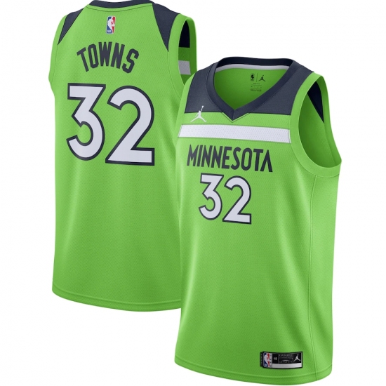 Men's Minnesota Timberwolves #32 Karl-Anthony Towns Jordan Brand Green 2020-21 Swingman Jersey - Ujersey