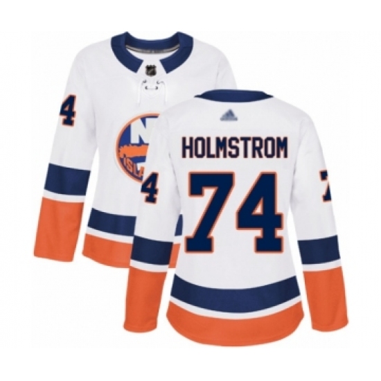 Women's New York Islanders #74 Simon Holmstrom Authentic White Away Hockey Jersey - Ujersey