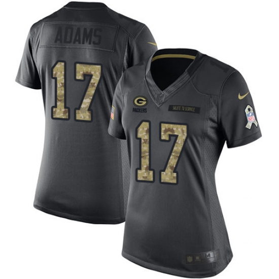 Women's Nike Green Bay Packers #17 Davante Adams Limited Black 2016 Salute to Service NFL Jersey - Ujersey