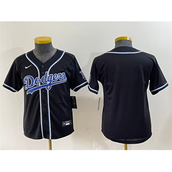 Youth Los Angeles Dodgers Blank Black Stitched Baseball Jersey - Ujersey