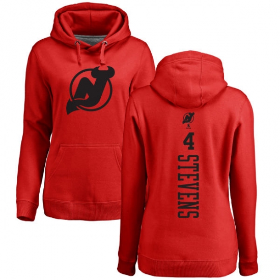 NHL Women's Adidas New Jersey Devils #4 Scott Stevens Red One Color Backer Pullover Hoodie - ujerseystore