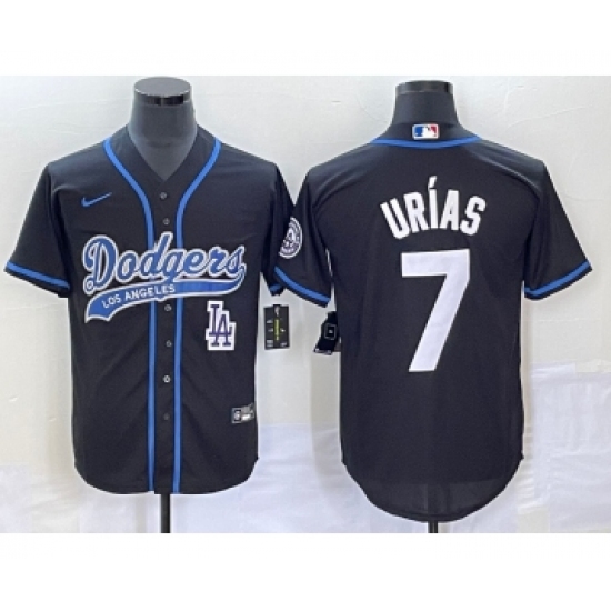 Men's Los Angeles Dodgers #7 Julio Urias Black Cool Base Stitched Baseball Jersey - Ujersey
