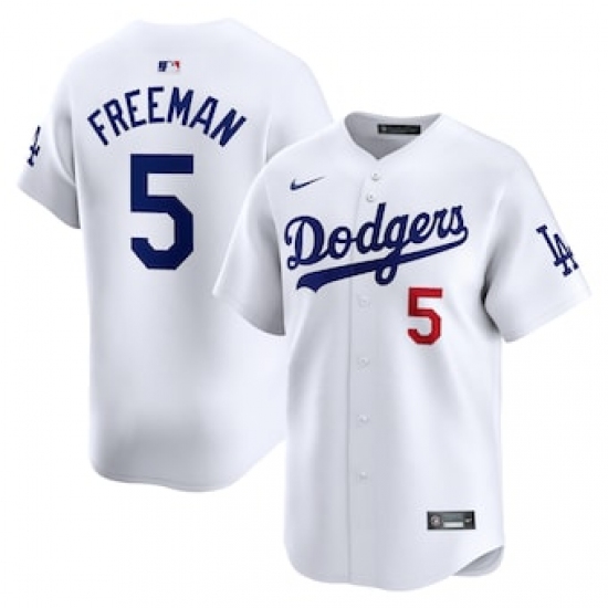 Men's Los Angeles Dodgers #5 Freddie Freeman White Cool Base Stitched Baseball Jersey - Ujersey