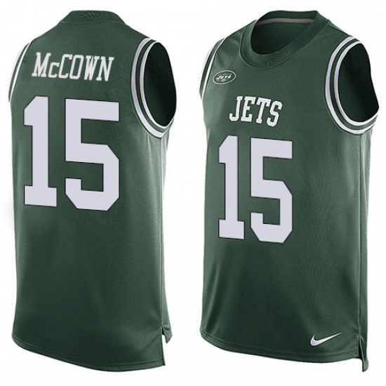 Men's Nike New York Jets #15 Josh McCown Limited Green Player Name & Number Tank Top NFL Jersey - Ujersey