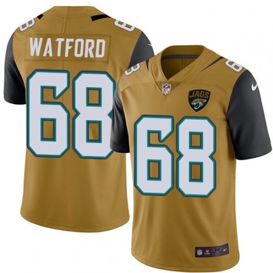 Youth Nike Jacksonville Jaguars #68 Earl Watford Limited Gold Rush Vapor Untouchable NFL Jersey - Ujersey