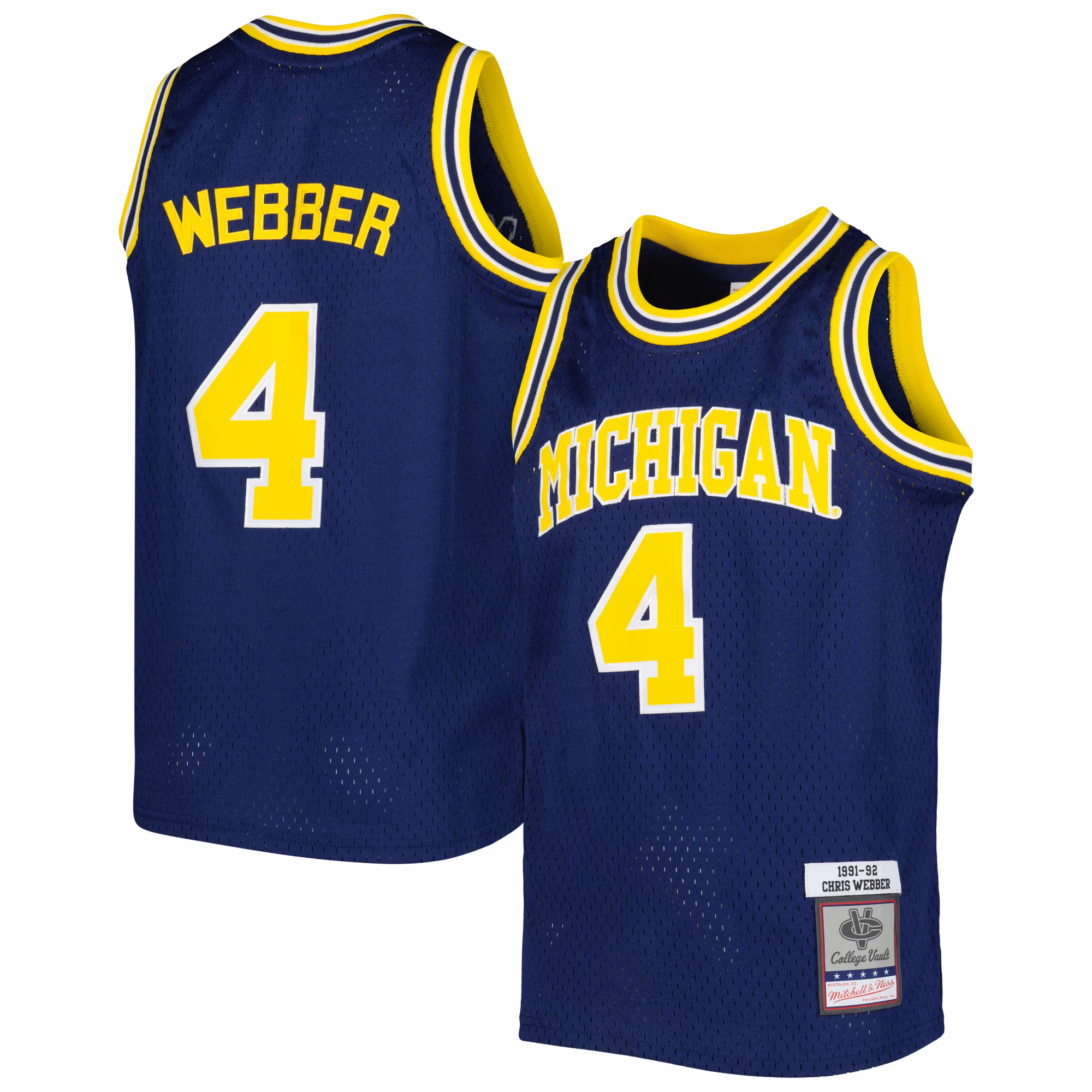 Youth Mitchell & Ness Chris Webber Navy Michigan Wolverines Swingman Replica Jersey - Ujersey