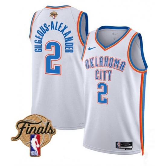 Men's Oklahoma City Thunder #2 Shai Gilgeous-Alexander White 2025 Finals Association Edition Stitched Basketball Jersey - Ujersey