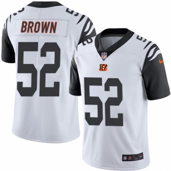 Men's Nike Cincinnati Bengals #52 Preston Brown Elite White Rush Vapor Untouchable NFL Jersey - Ujersey
