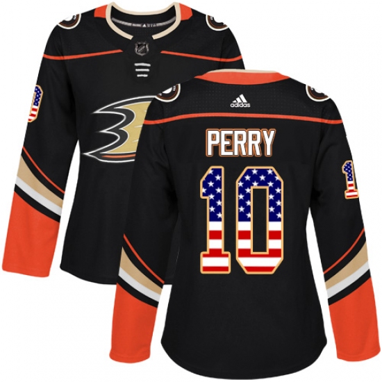 Women's Adidas Anaheim Ducks #10 Corey Perry Authentic Black USA Flag Fashion NHL Jersey - Ujersey