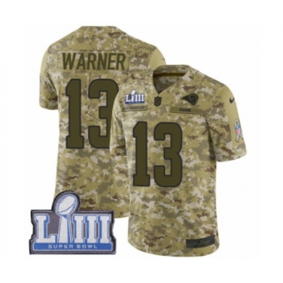 Youth Nike Los Angeles Rams #13 Kurt Warner Limited Camo 2018 Salute to Service Super Bowl LIII Bound NFL Jersey - Ujersey