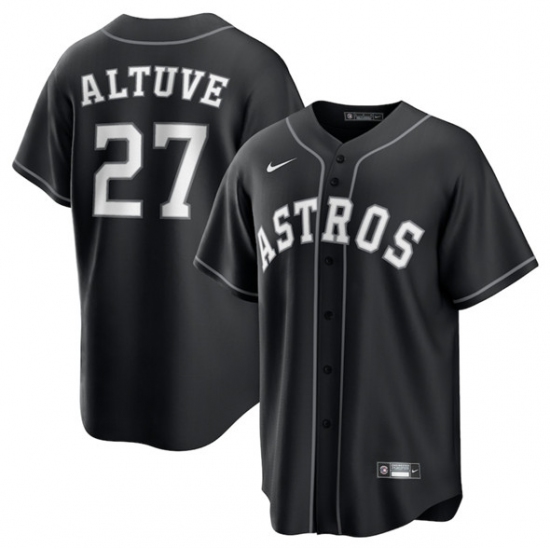 Men's Houston Astros #27 Jose Altuve Black Lights Out Limited Stitched Baseball Jersey - Ujersey