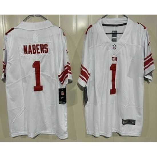 Youth New York Giants #1 Malik Nabers Limited White Vapor Jersey - Ujersey