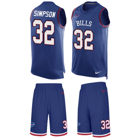 Men's Nike Buffalo Bills #32 O. J. Simpson Limited Royal Blue Tank Top Suit NFL Jersey - Ujersey