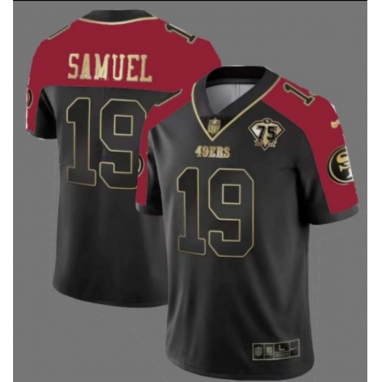 Men's San Francisco 49ers #19 Deebo Samuel Balck 75th Anniversary Stitched Football Jersey - Ujersey