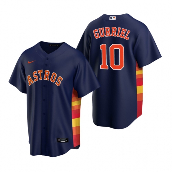 Men's Nike Houston Astros #10 Yuli Gurriel Navy Alternate Stitched Baseball Jersey - Ujersey