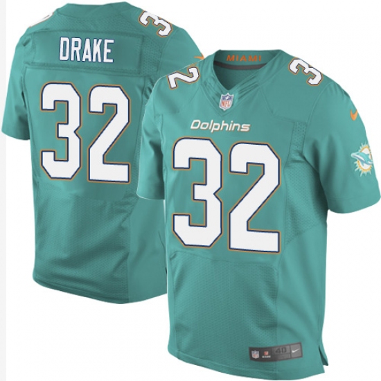 Men's Nike Miami Dolphins #32 Kenyan Drake Elite Aqua Green Team Color NFL Jersey - Ujersey