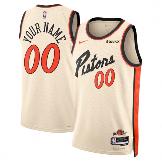 Men's Detroit Pistons Active Player Custom Cream 2024-25 City Edition Stitched Basketball Jersey - Ujersey