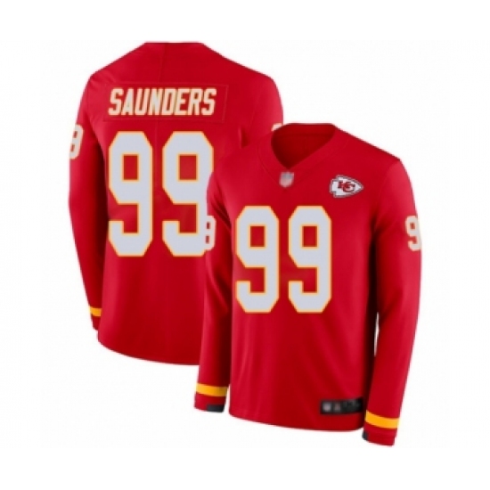 Men's Kansas City Chiefs #99 Khalen Saunders Limited Red Therma Long Sleeve Football Jersey - Ujersey