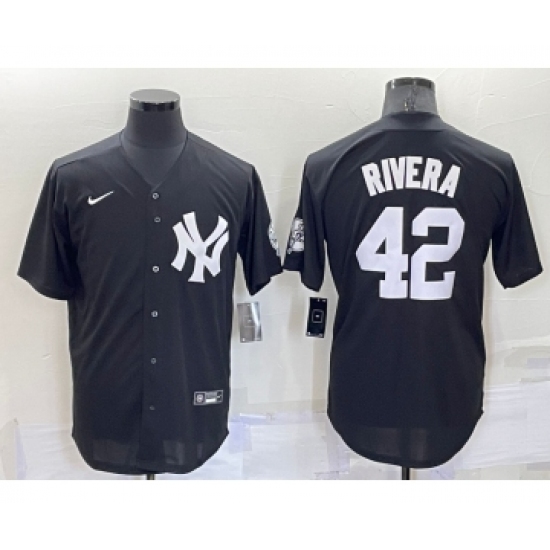 Men's New York Yankees #42 Mariano Rivera Black Stitched Nike Cool Base Throwback Jersey - Ujersey