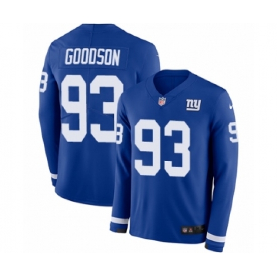 Youth Nike New York Giants #93 B.J. Goodson Limited Royal Blue Therma Long Sleeve NFL Jersey - Ujersey