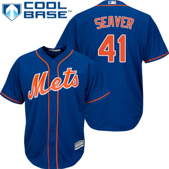 Youth Majestic New York Mets #41 Tom Seaver Authentic Royal Blue Alternate Home Cool Base MLB Jersey - Ujersey