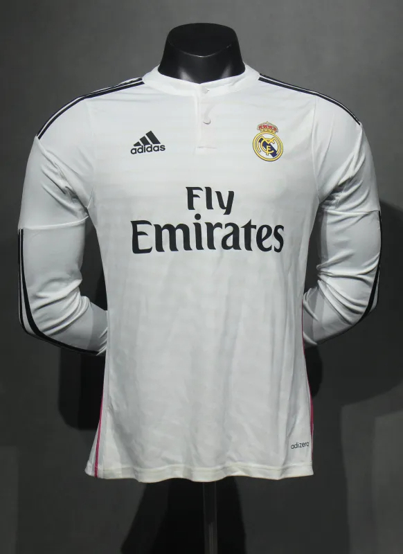 Real Madrid Retro Jersey Home Long Sleeve Soccer Shirt 2014/15