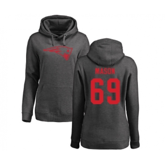 Football Women's New England Patriots #69 Shaq Mason Ash One Color Pullover Hoodie - Ujersey