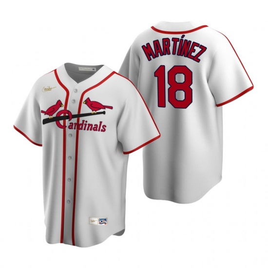 Men's Nike St. Louis Cardinals #18 Carlos Martinez White Cooperstown Collection Home Stitched Baseball Jersey - Ujersey