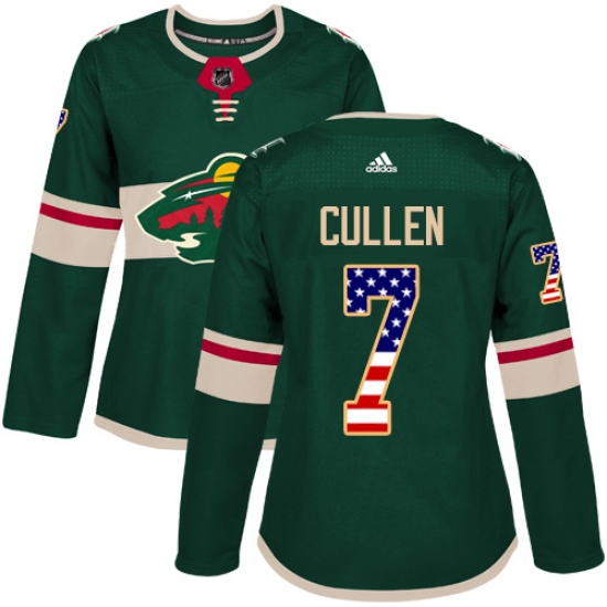 Women's Adidas Minnesota Wild #7 Matt Cullen Authentic Green USA Flag Fashion NHL Jersey - Ujersey