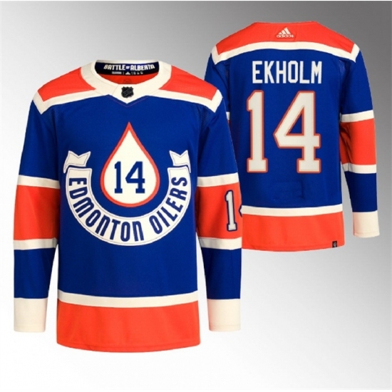 Men's Edmonton Oilers #14 Mattias Ekholm 2023 Royal Heritage Classic Primegreen Stitched Jersey - Ujersey
