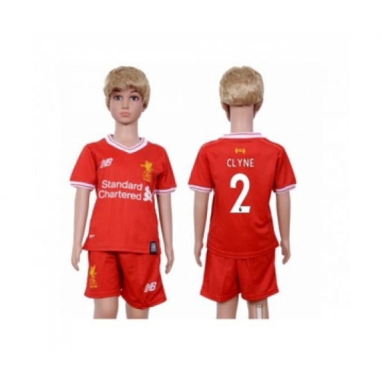 Liverpool #2 Clyne Red Home Kid Soccer Club Jersey