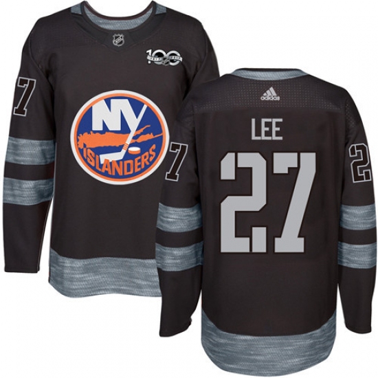 Men's Adidas New York Islanders #27 Anders Lee Authentic Black 1917-2017 100th Anniversary NHL Jersey - Ujersey