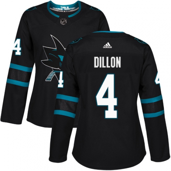 Women's Adidas San Jose Sharks #4 Brenden Dillon Premier Black Alternate NHL Jersey - Ujersey