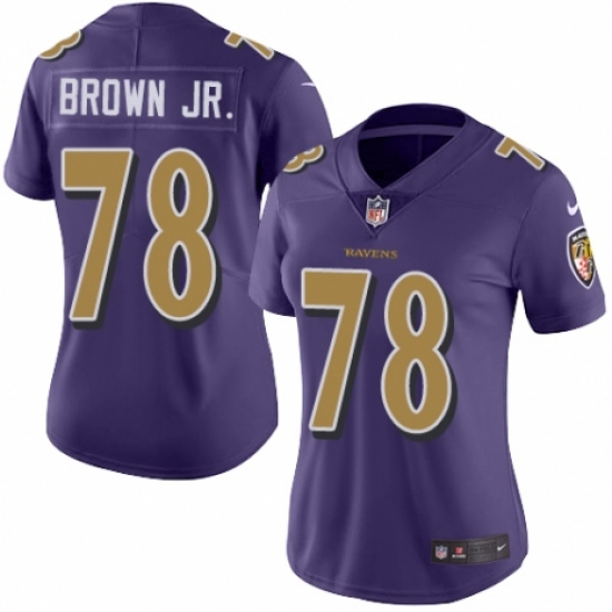 Women's Nike Baltimore Ravens #78 Orlando Brown Jr. Limited Purple Rush Vapor Untouchable NFL Jersey - Ujersey
