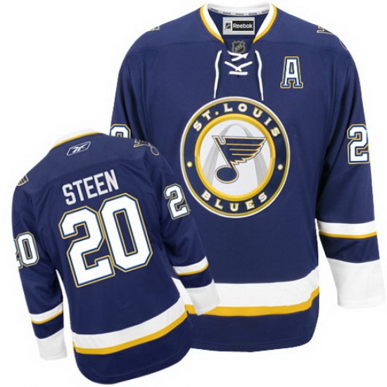 Men's Reebok St. Louis Blues #20 Alexander Steen Premier Navy Blue Third NHL Jersey - Ujersey
