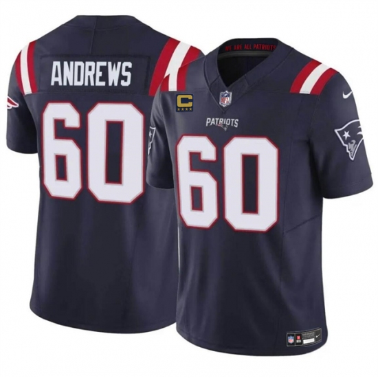 Men's New England Patriots #60 David Andrews Navy 2023 F.U.S.E. With 4-Star C Vapor Limited Stitched Football Jersey - Ujersey