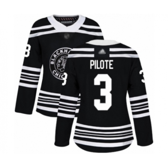 Women's Chicago Blackhawks #3 Pierre Pilote Authentic Black Alternate Hockey Jersey - Ujersey