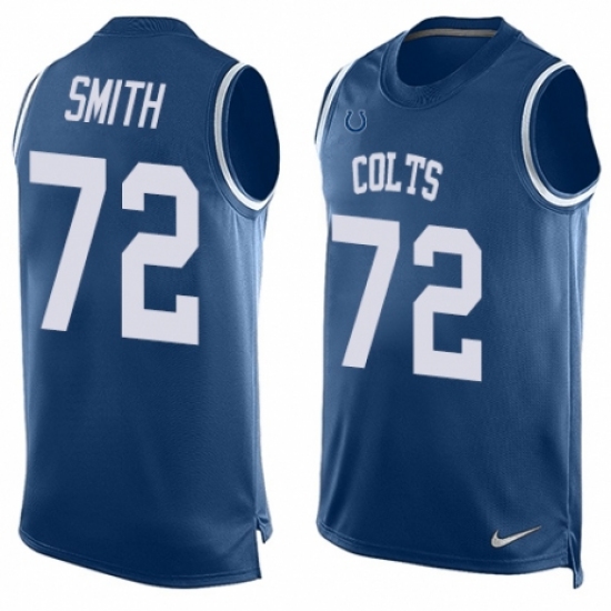 Men's Nike Indianapolis Colts #72 Braden Smith Limited Royal Blue Player Name & Number Tank Top NFL Jersey - Ujersey