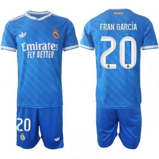 Men Real Madrid 2026 Soccer Jerseys Blue #20 FRAN GARCIA