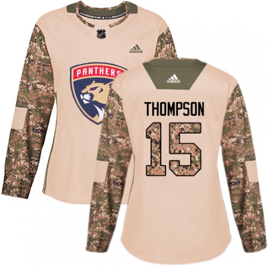 Women's Adidas Florida Panthers #15 Paul Thompson Authentic Camo Veterans Day Practice NHL Jersey - Ujersey
