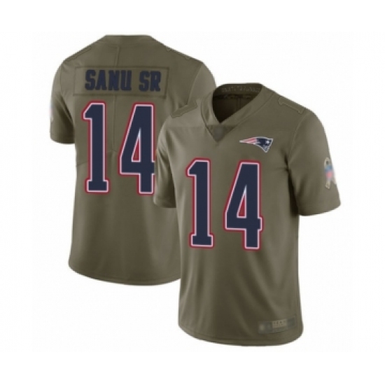 Youth New England Patriots #14 Mohamed Sanu Sr Limited Olive 2017 Salute to Service Football Jersey - Ujersey