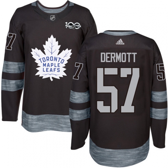 Men's Adidas Toronto Maple Leafs #57 Travis Dermott Authentic Black 1917-2017 100th Anniversary NHL Jersey - Ujersey